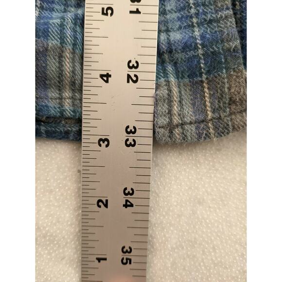 Mens Claybrooke Outdoors Long Sleeve Flannel Blue Plaid Shirt SZ LT Button Down - Picture 4 of 5